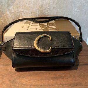 Chloé C belt bag in shiny & suede calfskin